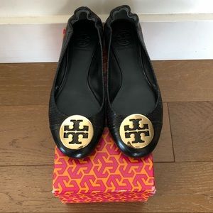 Tory Burch Serena 2 Black and Gold Flats